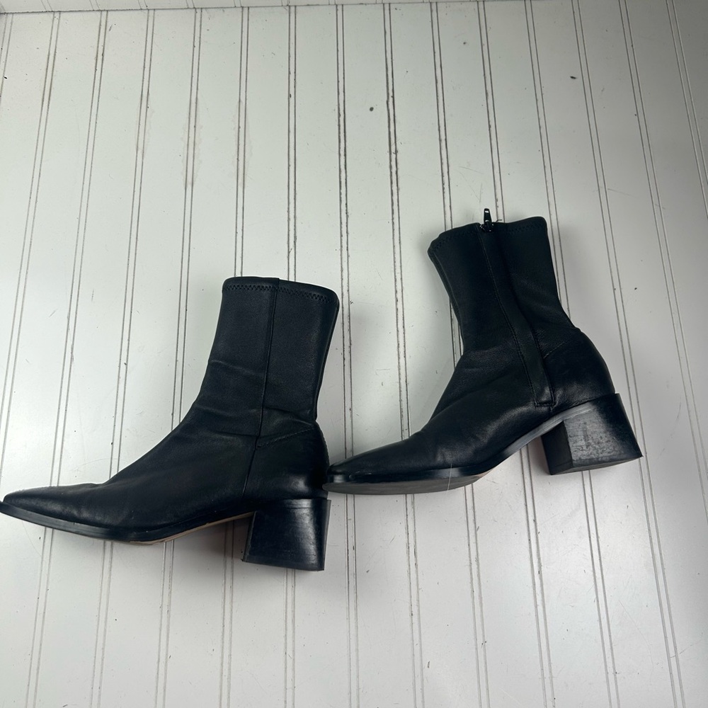 & Other Stories Black Leather Chunky Heel Ankle Boots Women’s Size 6 $245 - Picture 4 of 12
